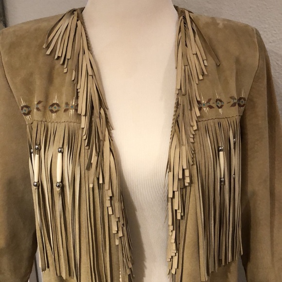 Western Suede Hand Painted Jacket by Patty Lewis Native American - Picture 3 of 16